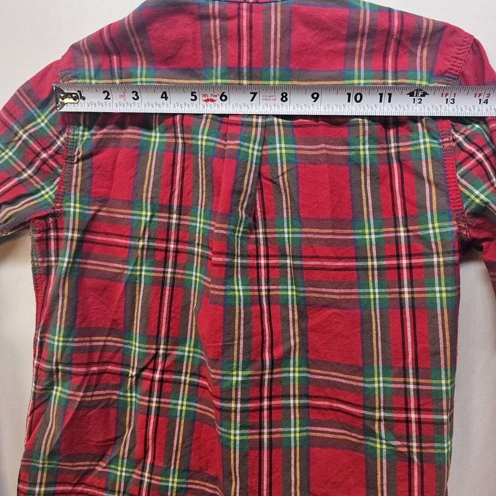 Tommy Bahama Red Green Plaid Shirt Poplin Boys‎ L Button Up Holiday Preppy